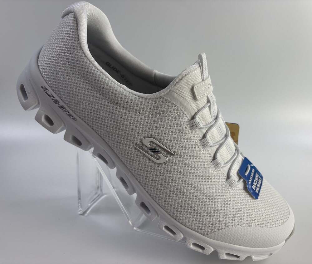 SKECHER'S-WOMAN GLIDE STEP-GLISTENED SNEAKERS-WHITE-NEW Size 10